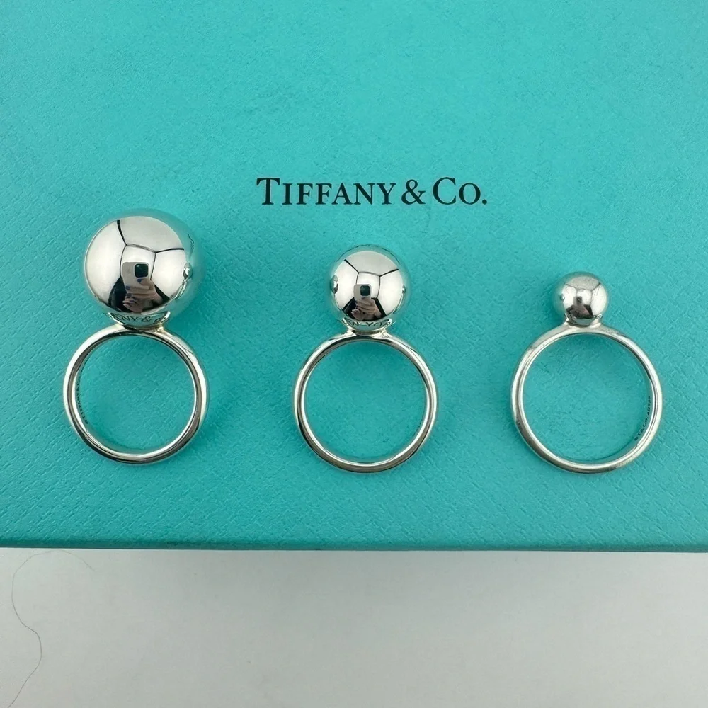 Tiffany & Co. 15.75mm Hardwear Ball Ring in Sterling Silver Size 5